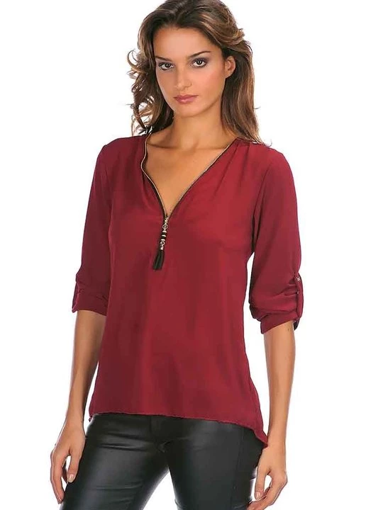 Foto van product Blouse Uniq bordeauxrood