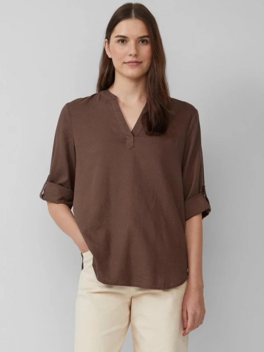 Foto van product Blouse van een linnenmix met 3 / 4-mouwen s.Oliver bruin