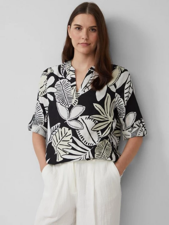 Foto van product Blouse van een linnenmix met 3 / 4-mouwen s.Oliver zwart
