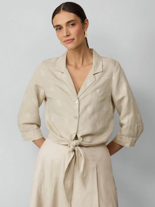 Foto van product Blouse van een linnenmix met bijenborduursel s.Oliver beżowy