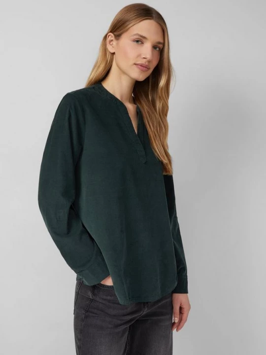 Foto van product Blouse van fijn ribfluweel met omslag s.Oliver petrol