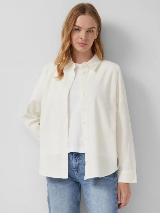 Foto van product Blouse van fijn ribfluweel met overhemdkraag s.Oliver crème