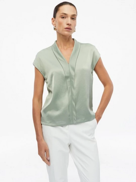 Foto van product Blouse van gemengde stoffen met V-hals s.Oliver groen