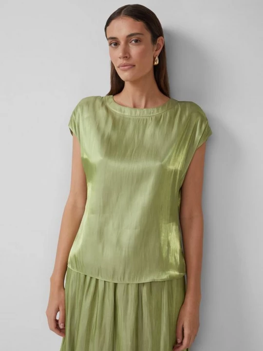 Foto van product Blouse van glanzende viscose met loshangende schouders s.Oliver groen