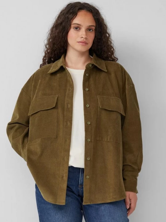 Foto van product Blouse van katoenen corduroy QS groen
