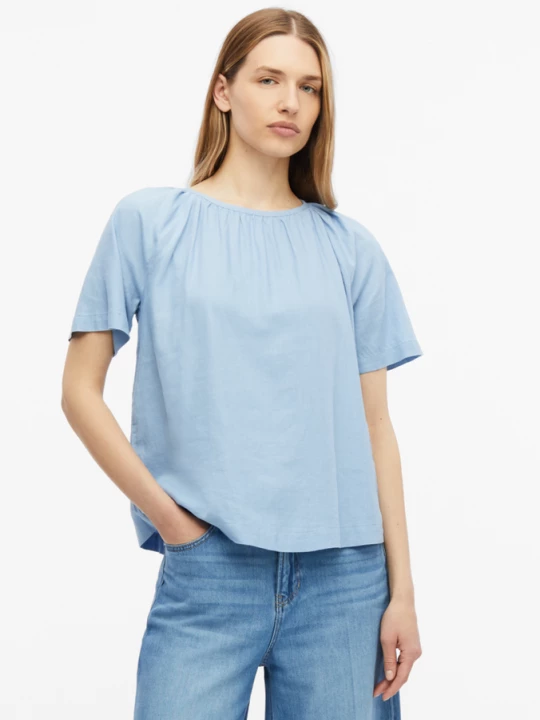 Foto van product Blouse van linnenmix met strikdetail op de rug s.Oliver blauw