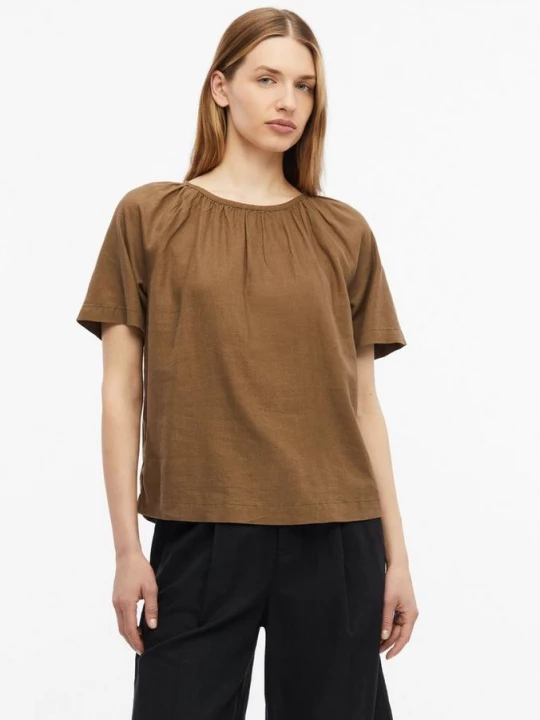 Foto van product Blouse van linnenmix met strikdetail op de rug s.Oliver bruin