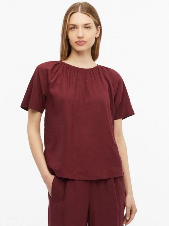 Foto van product Blouse van linnenmix met strikdetail op de rug s.Oliver rood