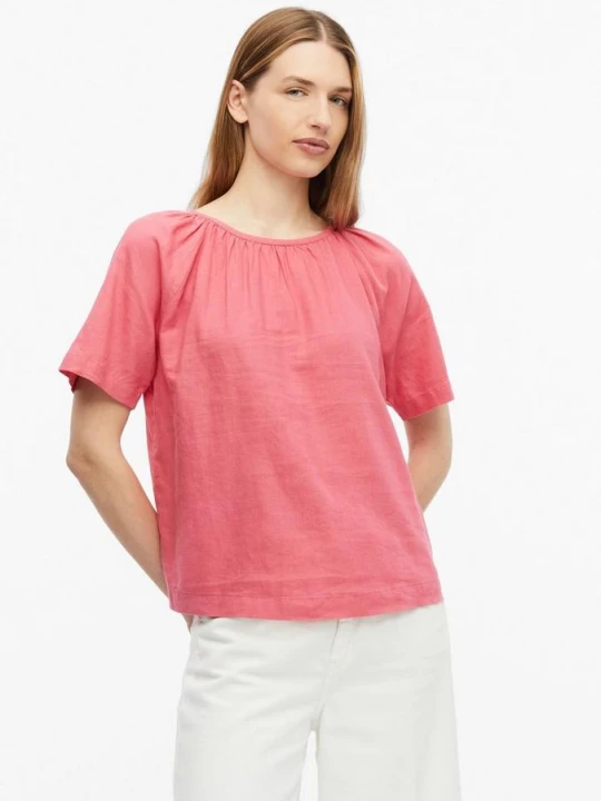 Foto van product Blouse van linnenmix met strikdetail op de rug s.Oliver roze