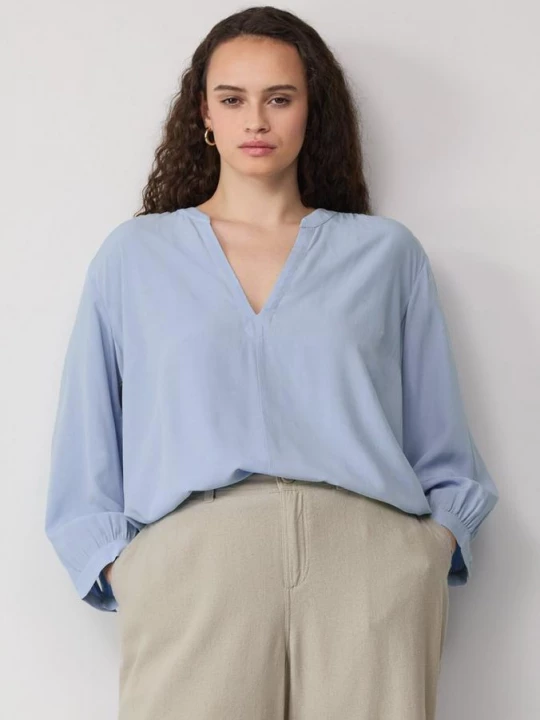 Foto van product Blouse van viscose met gesmokt detail QS blauw