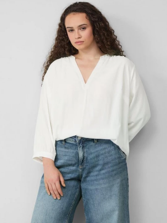 Foto van product Blouse van viscose met gesmokt detail QS crème