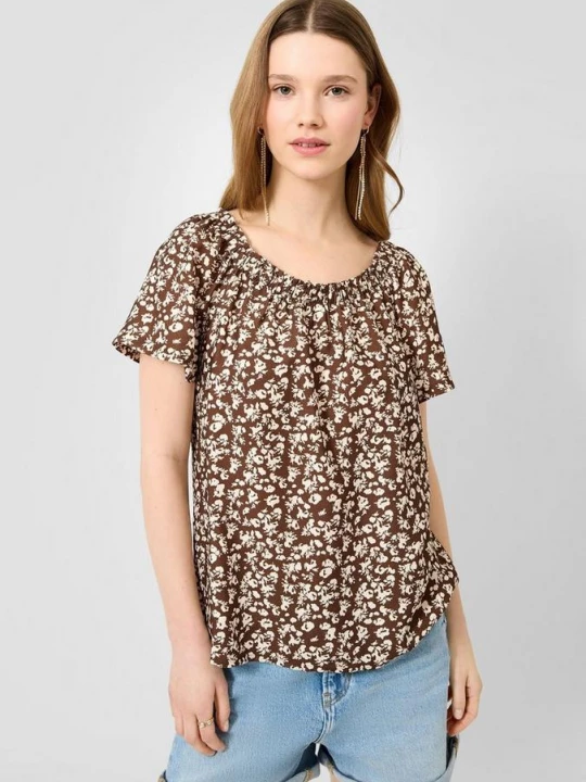 Foto van product Blouse van viscose-mix met carmenhals QS
