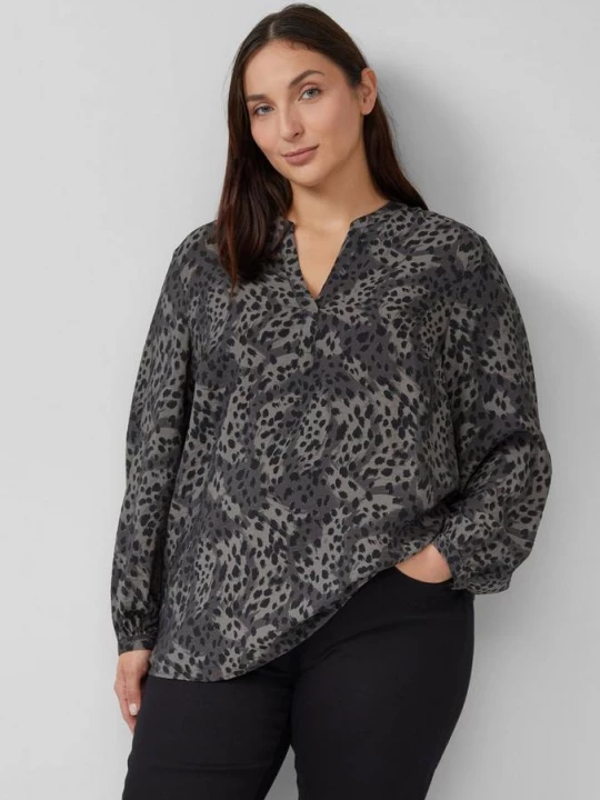Foto van product Blouse van viscosemix met lange mouwen en leoprint s.Oliver grijs