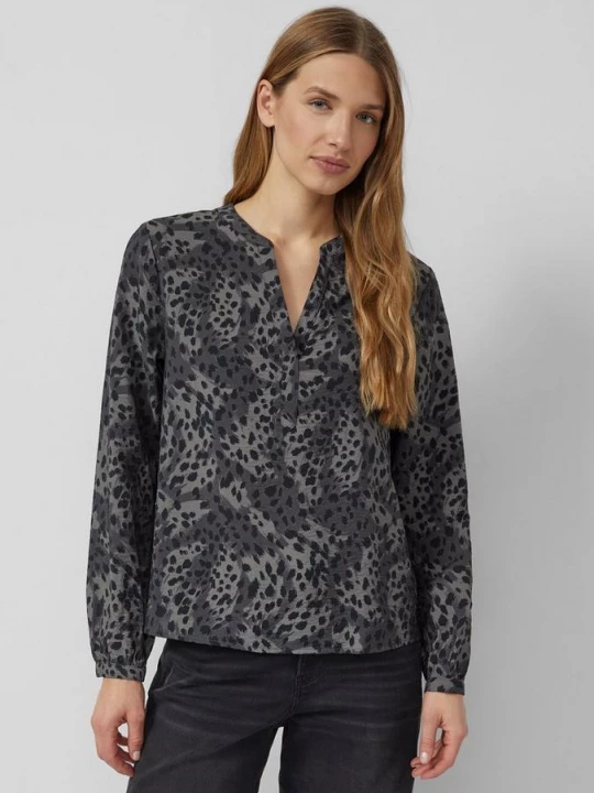 Foto van product Blouse van viscosemix met lange mouwen en leoprint s.Oliver grijs