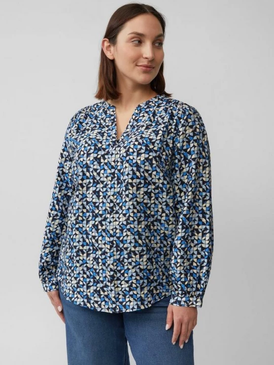 Foto van product Blouse van viscosemix met structuur en plooitjes s.Oliver blauw