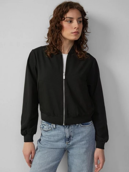 Foto van product blouson met opstaande kraag en geribde manchetten QS zwart