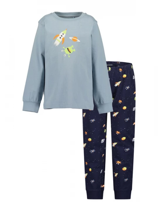 Foto van product BLUE SEVEN Nachtkledij navy / smoky blue / neongroen / oranje