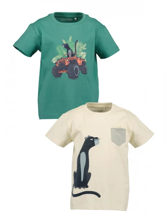 Foto van product BLUE SEVEN Shirt beige / donkergroen / oranjerood / zwart