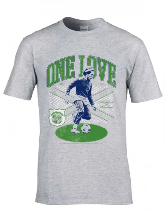 Foto van product Bob Marley Shirt 'Bob Marley One Love, FootBall T-Shirt' grijs