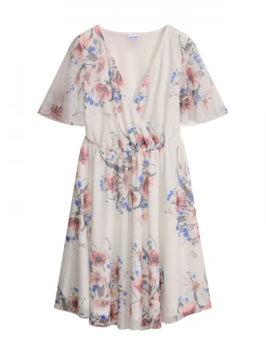 Foto van product bonprix Jurk blauw / grijs / watermeloen rood / wit