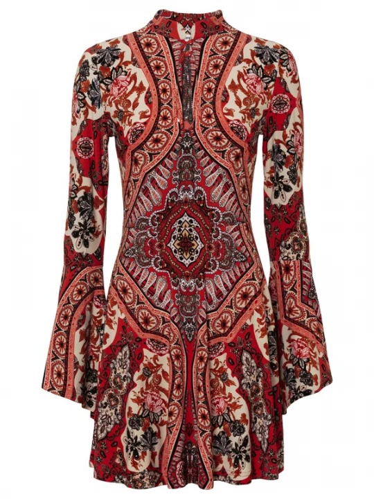 Foto van product bonprix Jurk lichtbeige / bloedrood / zwart