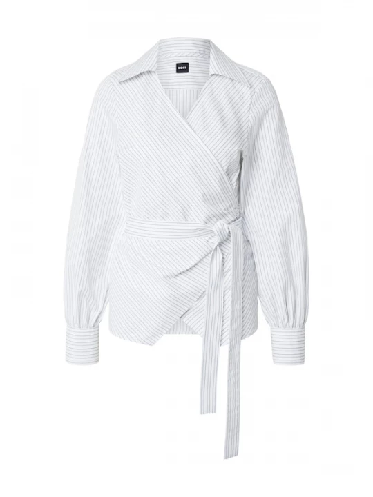Foto van product BOSS Blouse 'Bekania1' pastelblauw / donkergrijs / wit