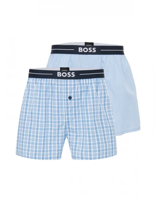 Foto van product BOSS Boxershorts 'Nos' smoky blue / nachtblauw / lichtblauw / wit