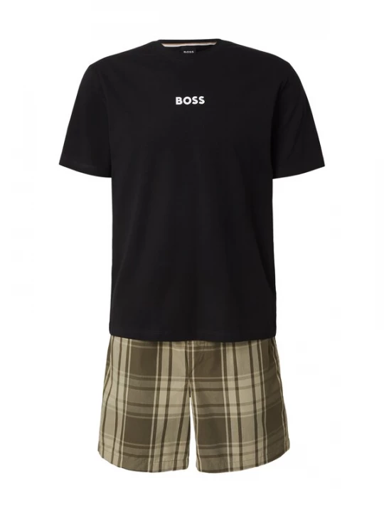Foto van product BOSS Pyjama kort 'Easy' kaki / olijfgroen / zwart