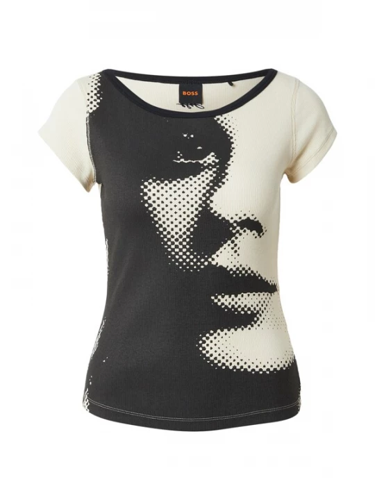 Foto van product BOSS Shirt 'C_Etine_1' pasteelgeel / zwart