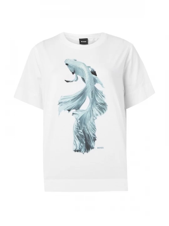 Foto van product BOSS Shirt 'Elpha_placed5' basaltgrijs / zwart / wit