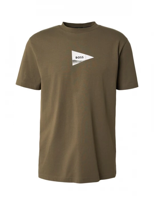 Foto van product BOSS Shirt 'Network Photo' grijs / olijfgroen / zwart / wit