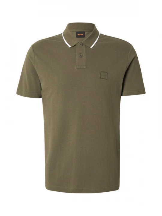 Foto van product BOSS Shirt 'Passerford' olijfgroen / wit