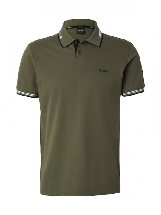 Foto van product BOSS Shirt 'Paul' olijfgroen / zwart / wit