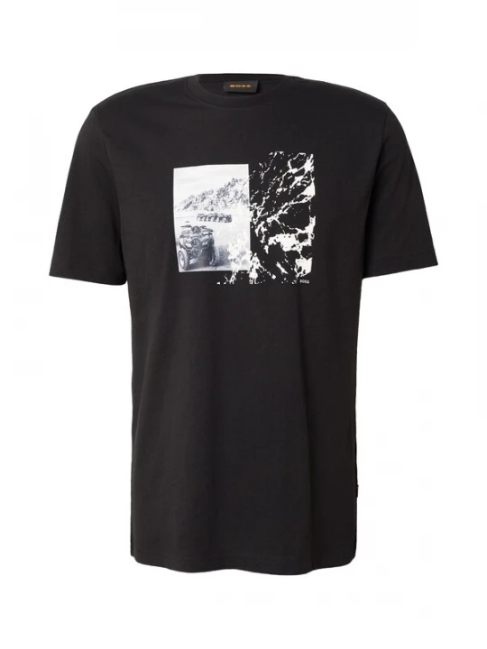 Foto van product BOSS Shirt 'Te_Motors' zwart / wit