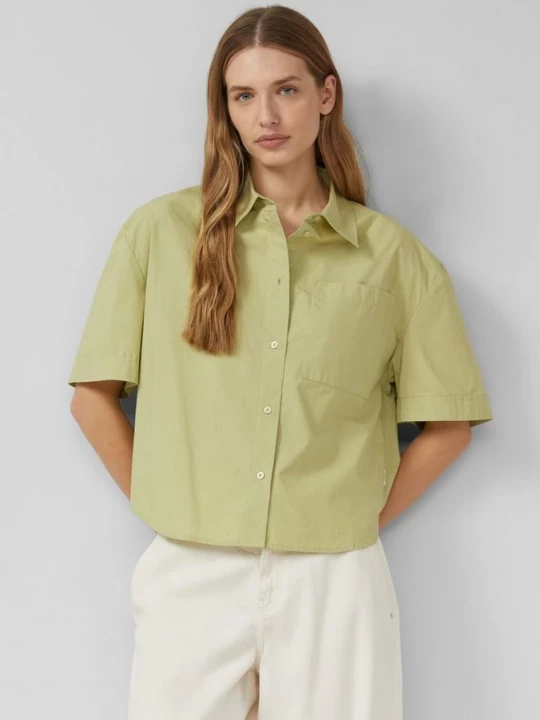 Foto van product Boxy popeline blouse met borstzak s.Oliver groen