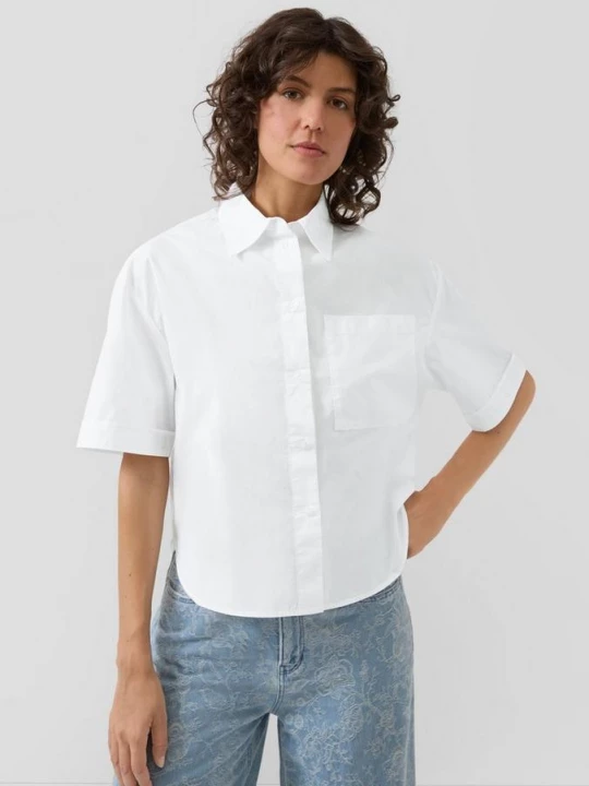 Foto van product Boxy popeline blouse met borstzak s.Oliver wit
