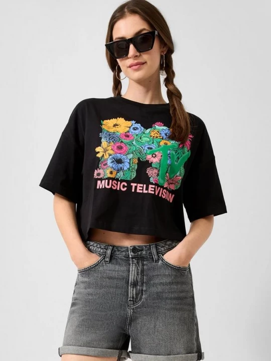 Foto van product Boxy shirt met MTV®-print QS