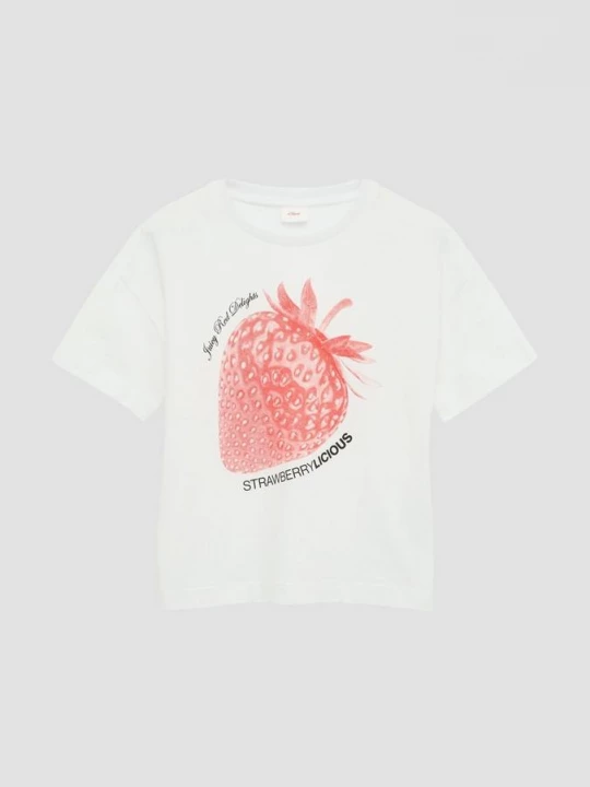 Foto van product Boxy T-shirt met print op de voorkant s.Oliver wit