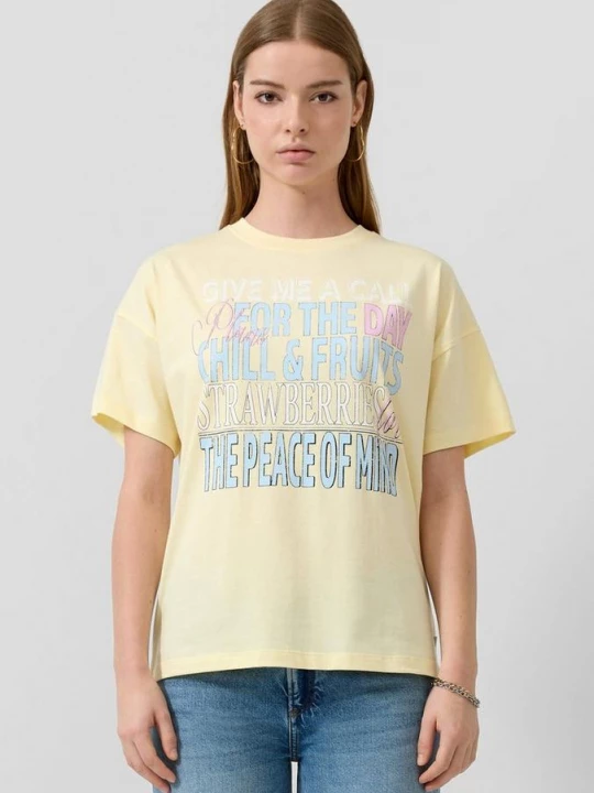Foto van product Boyfriend shirt met print QS geel