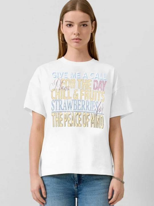 Foto van product Boyfriend shirt met print QS wit