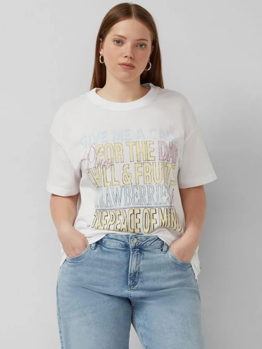 Foto van product Boyfriend shirt met tekstopdruk QS wit
