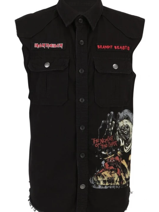 Foto van product Brandit Bodywarmer 'Iron Maiden' donkergeel / lichtgroen / rood / zwart