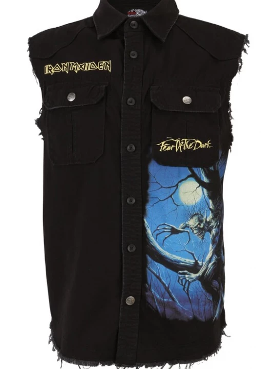 Foto van product Brandit Bodywarmer 'Iron Maiden FOTD' blauw / geel / grijs / zwart