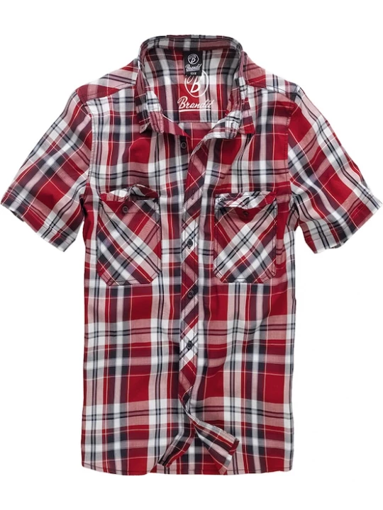 Foto van product Brandit Overhemd 'Roadstar' donkerblauw / wijnrood / karmijnrood / wit