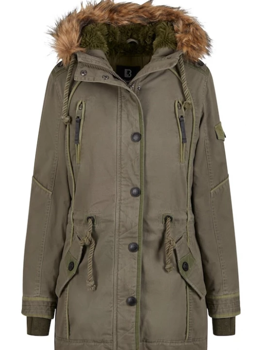 Foto van product Brandit Winterparka 'Emma' karamel / olijfgroen