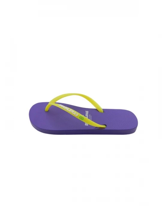 Foto van product Brasileras Teenslipper 'Neon W' lichtgeel / aubergine