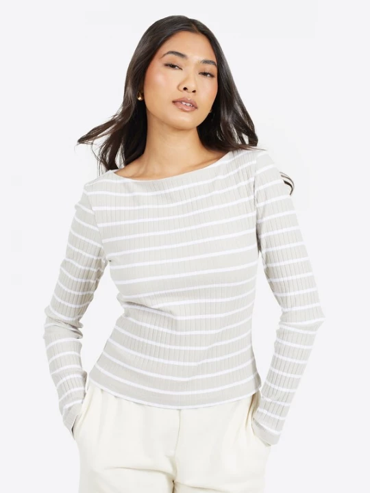 Foto van product BRAVE SOUL Shirt taupe / wit