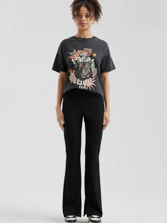 Foto van product Broek in interlock jersey met uitlopende pijpen QS zwart