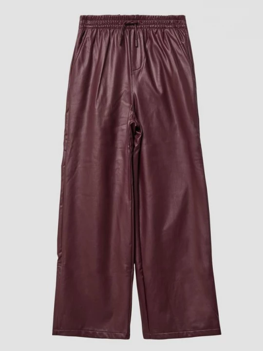 Foto van product Broek in lederlook met wijde pijpen en elastische tailleband / zachte & warme binnenkant s.Oliver rood