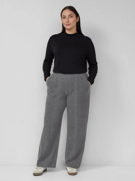 Foto van product Broek met elastische band, wijde pijpen en zachte sweatstof s.Oliver grijs